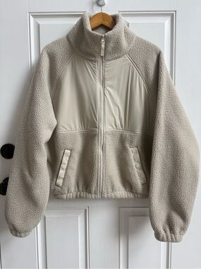 Oversized Cream Sherpa Fleece Campfire Zip Jacket blogilates cozy